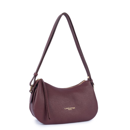Lancaster Dune Petit sac Besace En Cuir Grainé 529-94 Bordeaux Foncé cote