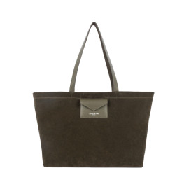 Lancaster Suedine KBA Grand Sac Shopping Aspect Suédine 518-063 Kaki Foncé