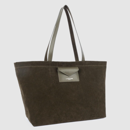 Lancaster Suede KBA Large Shopping Bag Suede Look 518-063 Dark Khaki