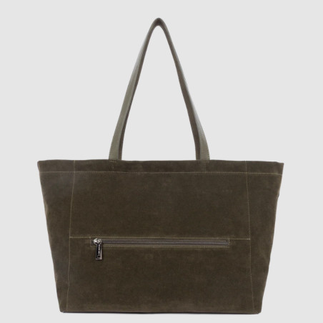 Lancaster Suede KBA Large Shopping Bag Suede Look 518-063 Dark Khaki