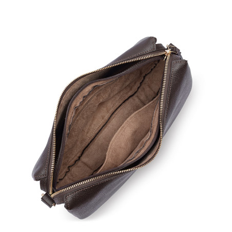 Lancaster Dune Besace En Cuir Grainé 529-95 Marron Foncé ouvert