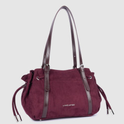Lancaster Velvet Emma Shoulder Bag 518-096 Suede Effect Bordeaux