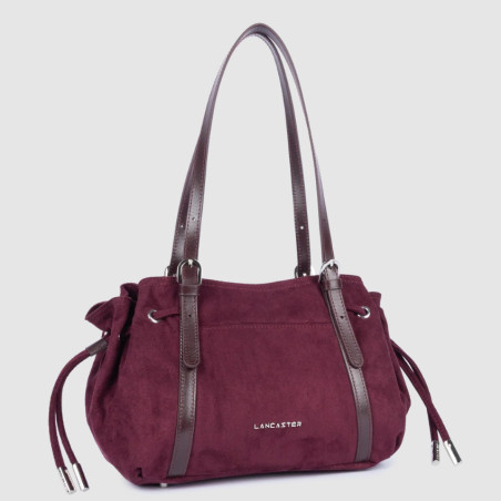Lancaster Velvet Emma Shoulder Bag 518-096 Suede Effect Bordeaux