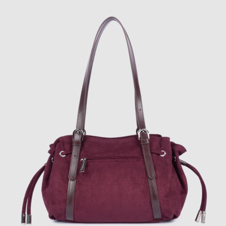 Lancaster Velvet Emma Sac Porté Epaule 518-096 Aspect Suédine Bordeaux dos