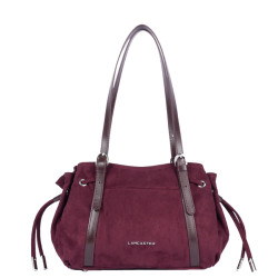 Lancaster Velvet Emma Shoulder Bag 518-096 Suede Effect Bordeaux