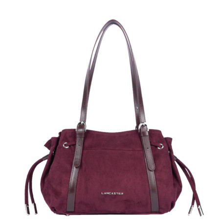 Lancaster Velvet Emma Shoulder Bag 518-096 Suede Effect Bordeaux