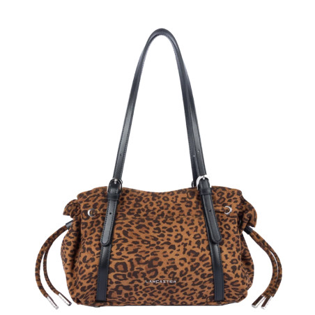 Lancaster Velvet Emma Shoulder Bag 518-096 Suede Effect Camel Leopard