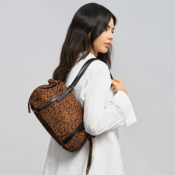 Lancaster Velvet Emma Shoulder Bag 518-096 Suede Effect Camel Leopard