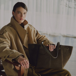 Lancaster Suede Tote Bag 530-58 Khaki