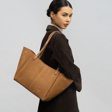 Lancaster Suede Tote Bag 530-58 Camel