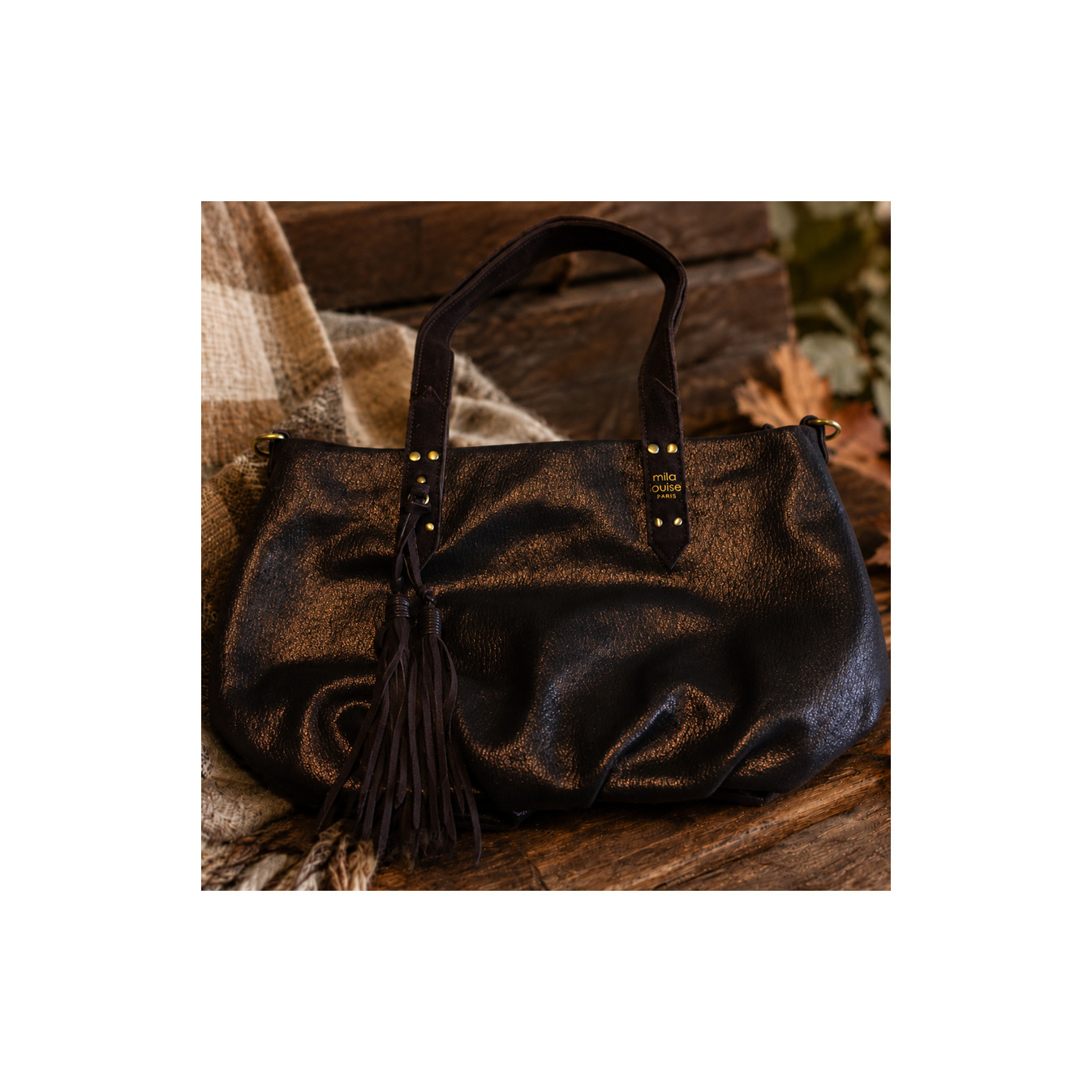 Mila Louise Nicole XS GR Small Shopping Bag Grainy Effect Brown