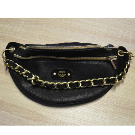 Mila Louise Petra GR Banana Bag Grainy Leather Black