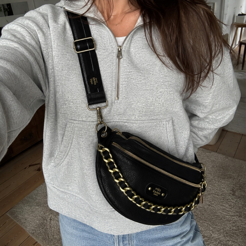 Mila Louise Petra GR Banana Bag Grainy Leather Black