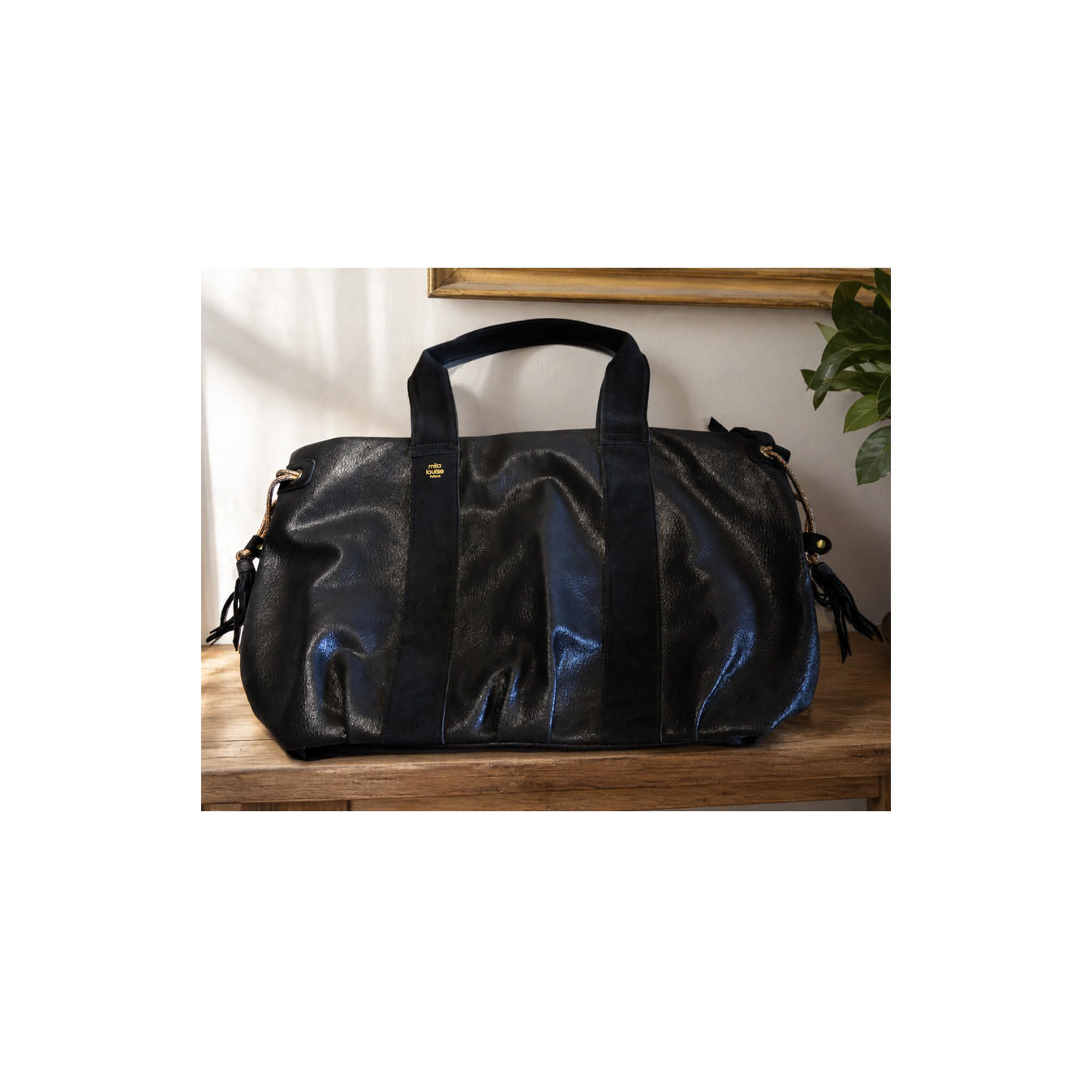 Mila Louise Prudy GR Tote Shiny Grainy Effect Black