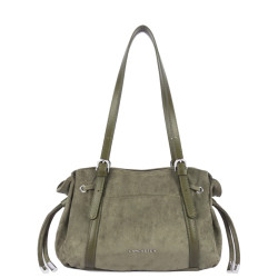 Lancaster Velvet Emma Shoulder Bag 518-096 Suede Dark Khaki