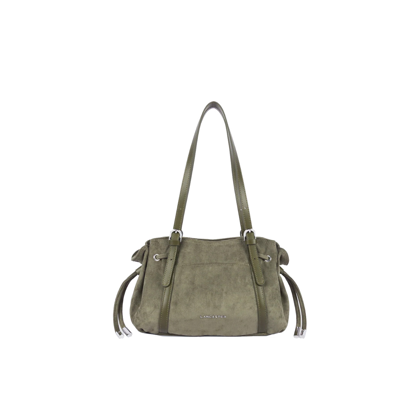 Lancaster Velvet Emma Sac Porté Epaule 518-096 Aspect Suédine Kaki Foncé