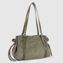 Lancaster Velvet Emma Shoulder Bag 518-096 Suede Dark Khaki