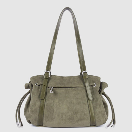 Lancaster Velvet Emma Shoulder Bag 518-096 Suede Dark Khaki