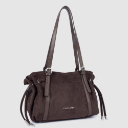 Lancaster Velvet Emma Shoulder Bag 518-096 Suede Brown