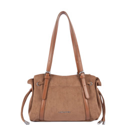 Lancaster Velvet Emma Shoulder Bag 518-096 Suede Look Mocha