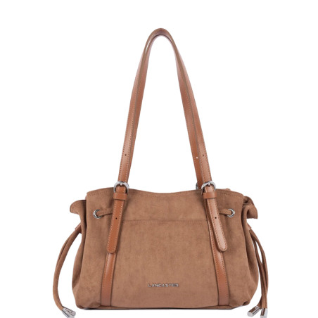 Lancaster Velvet Emma Sac Porté Epaule 518-096 Aspect Suédine Moka