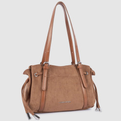 Lancaster Velvet Emma Sac Porté Epaule 518-096 Aspect Suédine Moka côté