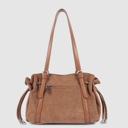 Lancaster Velvet Emma Sac Porté Epaule 518-096 Aspect Suédine Moka dos