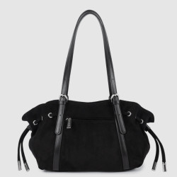 Lancaster Velvet Emma Shoulder Bag 518-096 Suede Black