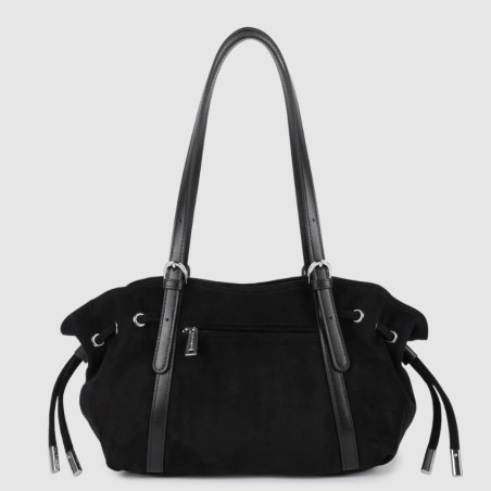 Lancaster Velvet Emma Sac Porté Epaule 518-096 Aspect Suédine Noir dos