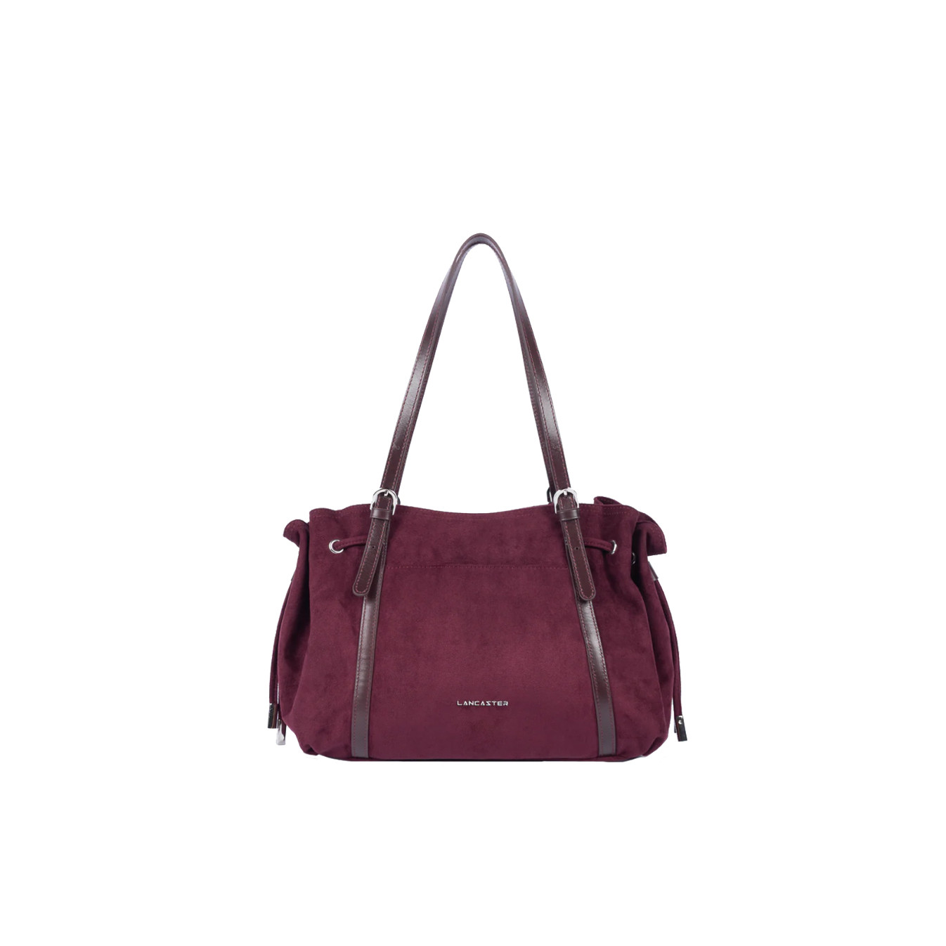 Lancaster Velvet Emma Grand Sac Porté Epaule 518-097 Aspect Suédine Bordeaux