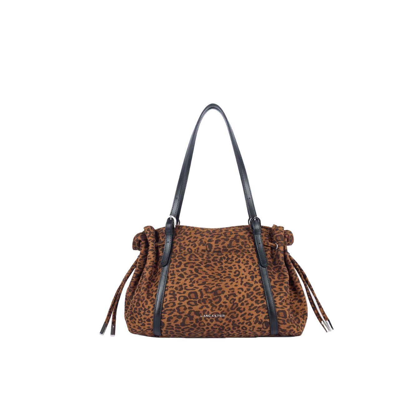 Lancaster Velvet Emma Grand Sac Porté Epaule 518-097 Aspect Suédine Camel Léopard