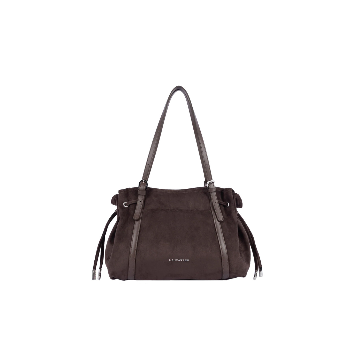 Lancaster Velvet Emma Large Shoulder Bag 518-097 Suede Effect Brown