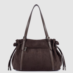 Lancaster Velvet Emma Grand Sac Porté Epaule 518-097 Aspect Suédine Marron dos