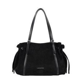 Lancaster Velvet Emma Large Shoulder Bag 518-097 Suede Effect Black