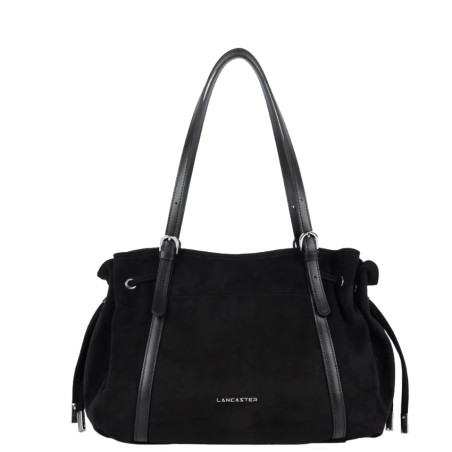 Lancaster Velvet Emma Grand Sac Porté Epaule 518-097 Aspect Suédine Noir