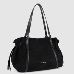 Lancaster Velvet Emma Large Shoulder Bag 518-097 Suede Effect Black