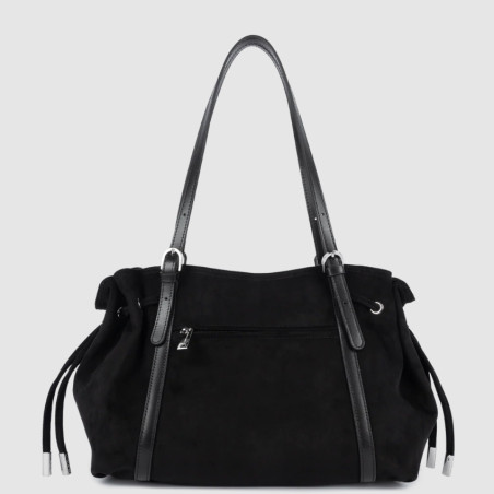 Lancaster Velvet Emma Grand Sac Porté Epaule 518-097 Aspect Suédine Noir dos