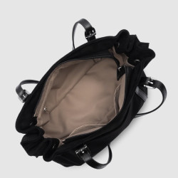 Lancaster Velvet Emma Large Shoulder Bag 518-097 Suede Effect Black