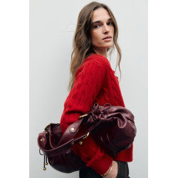 Gérard Darel The 24 Hours Crumpled Leather Handbag Bordeaux