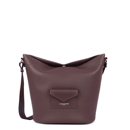 Lancaster Maya Double Kba Sac Seau Garni Cuir 517-107 Bordeaux Foncé
