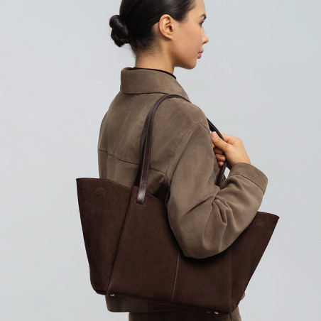 Lancaster Suède Sac Cabas 530-58 Marron cote