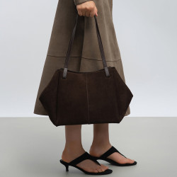 Lancaster Suede Tote Bag 530-58 Brown