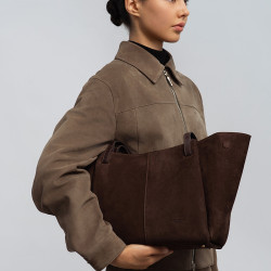 Lancaster Suede Tote Bag 530-58 Brown