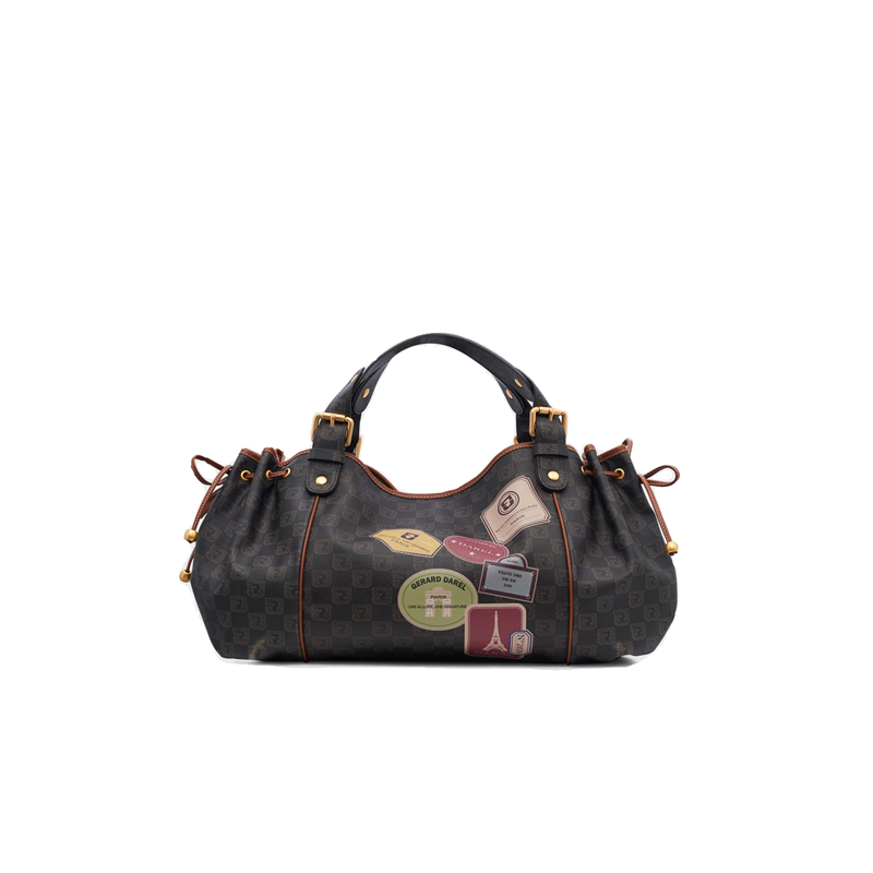 Gérard Darel The 24 Hours Handbag in Oiled Canvas and Printed Patches
