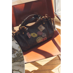 Gérard Darel The 24 Hours Handbag in Oiled Canvas and Printed Patches