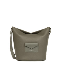 Lancaster Maya Double Kba Bucket Bag with Leather Trim 517-107 Khaki