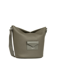 Lancaster Maya Double Kba Bucket Bag with Leather Trim 517-107 Khaki