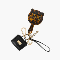 Lollipops Tissalia Bag Mirror Cat Keychain and Jewelry Holder Black