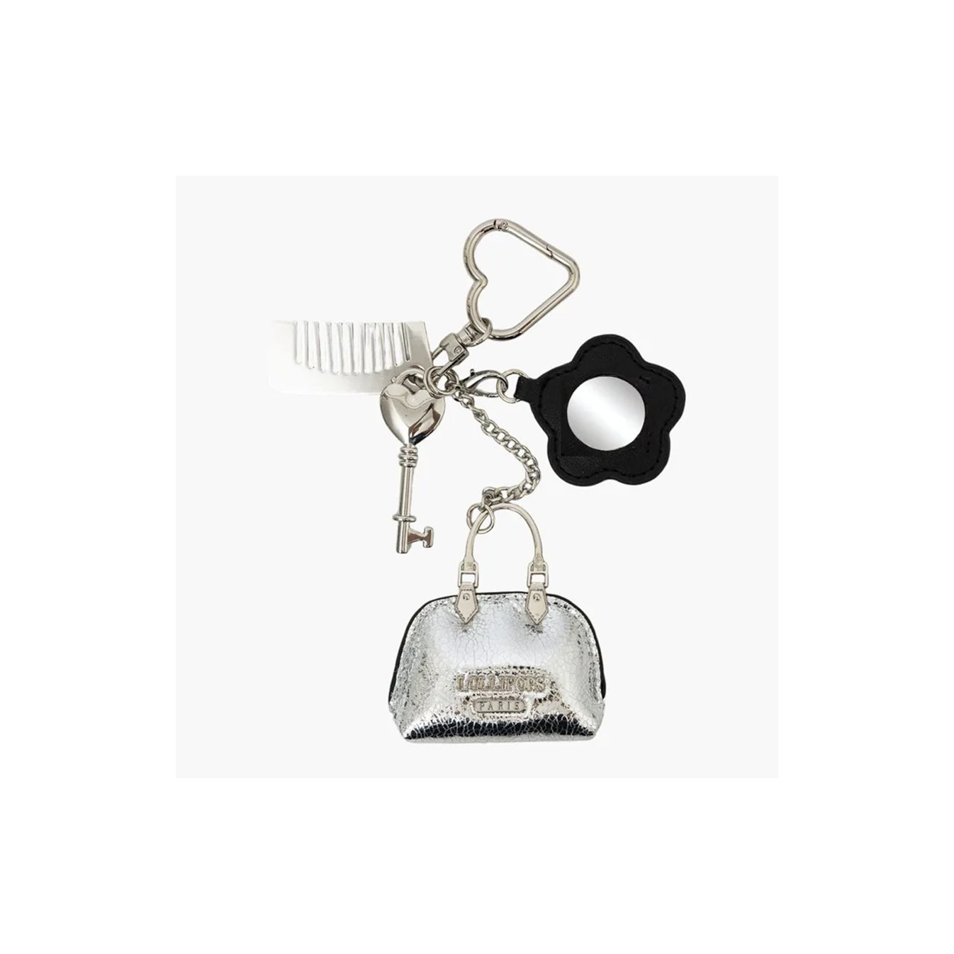 Lollipops Tissalia Keychain Jewelry Bag Mirror Flower Silver