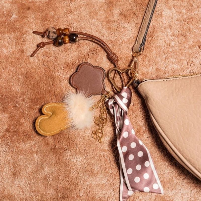 Lollipops Tissalia Bag Charm and Jewelry Mirror Flower Brown